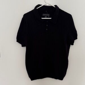 Christian Lacroix Textured Black Polo Shirt - Merino Wool